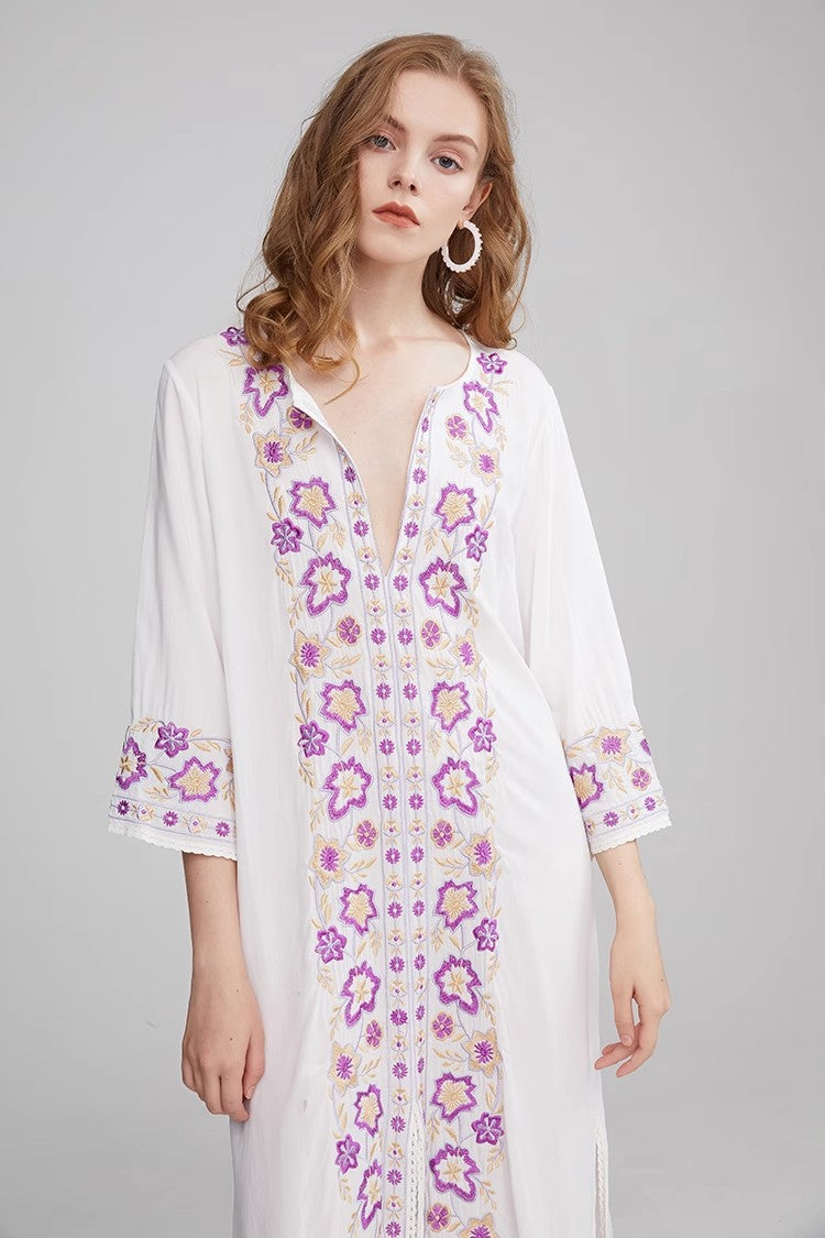 Vestido bordado bohemio para mujer