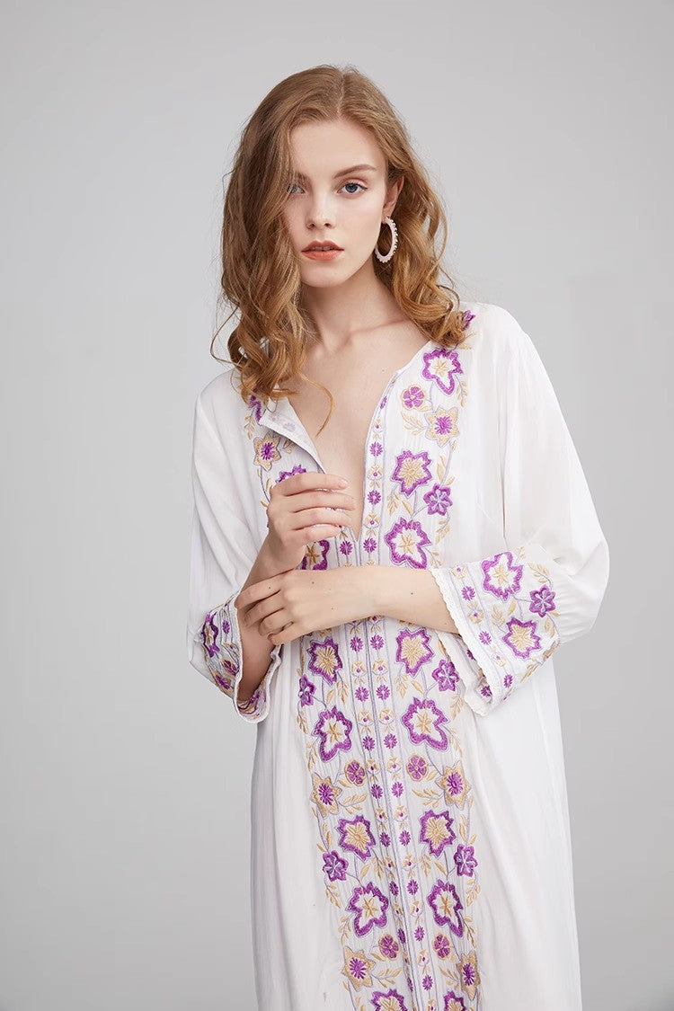 Vestido bordado bohemio para mujer