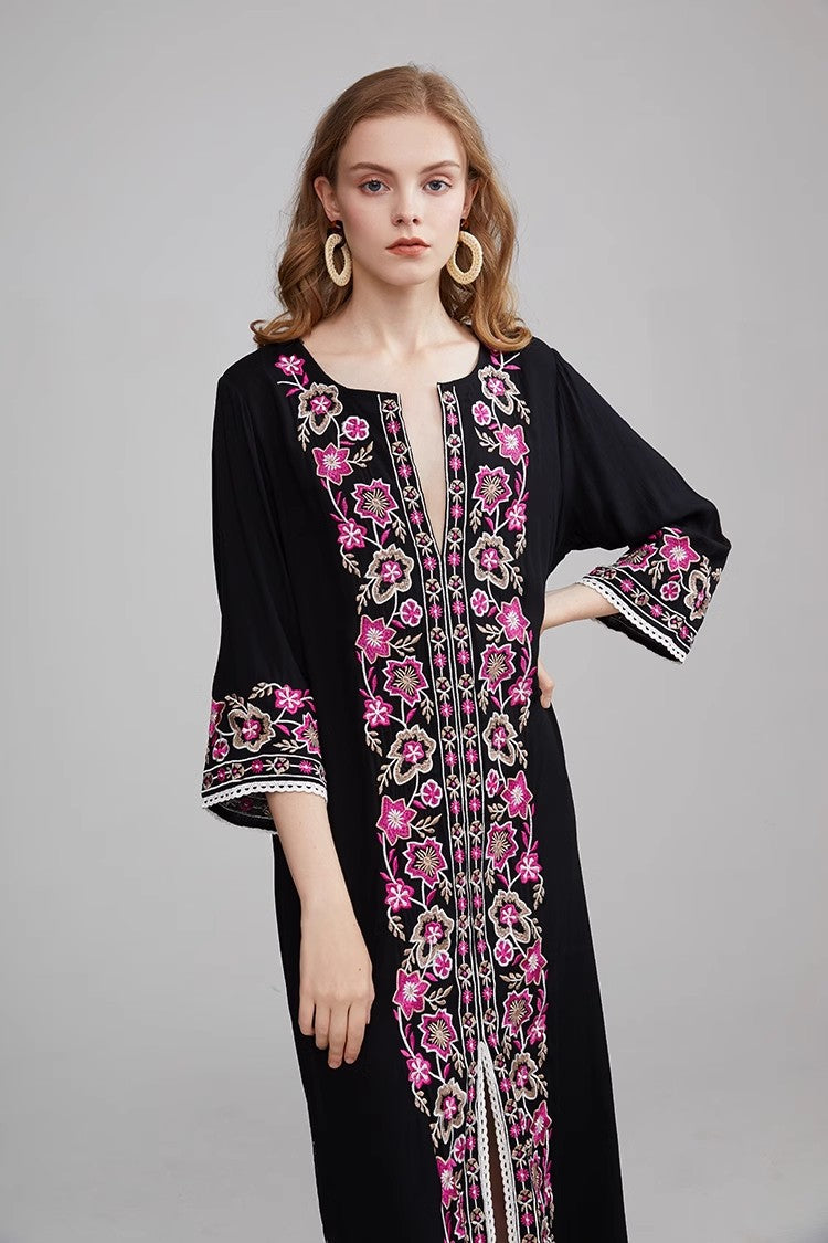 Vestido bordado bohemio para mujer