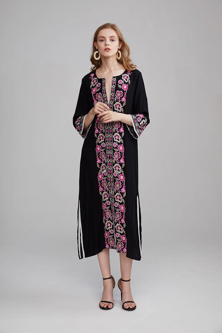 Vestido bordado bohemio para mujer