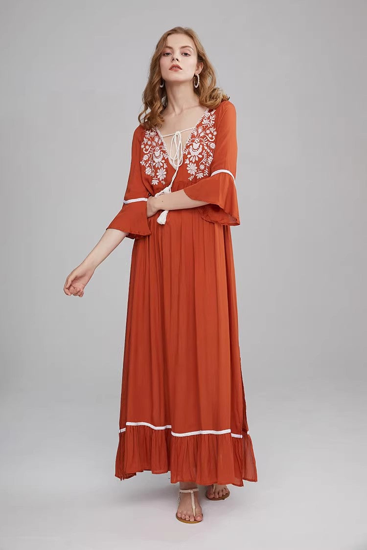 Vestido bohemio de mujer con forro