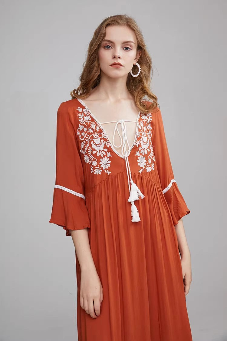 Vestido bohemio de mujer con forro