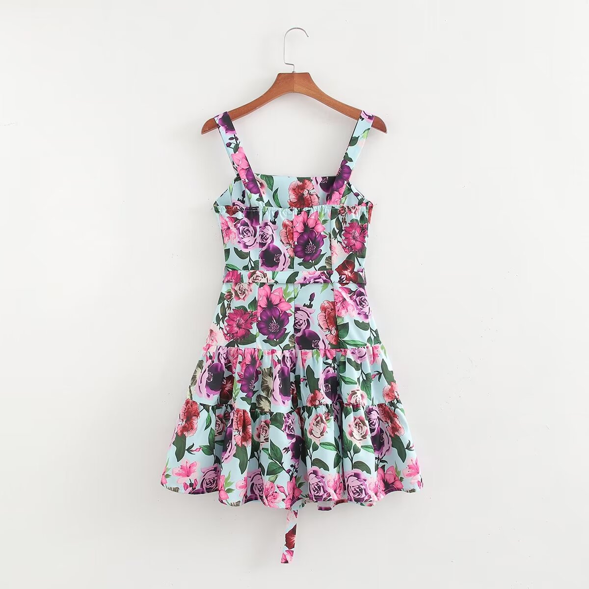 Vestido de tirantes con estampado retro para vacaciones de verano