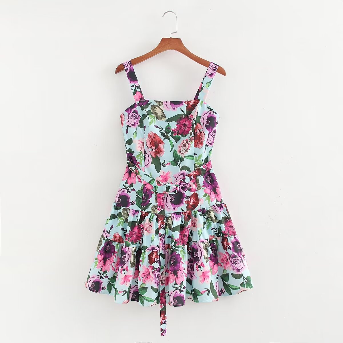 Vestido de tirantes con estampado retro para vacaciones de verano