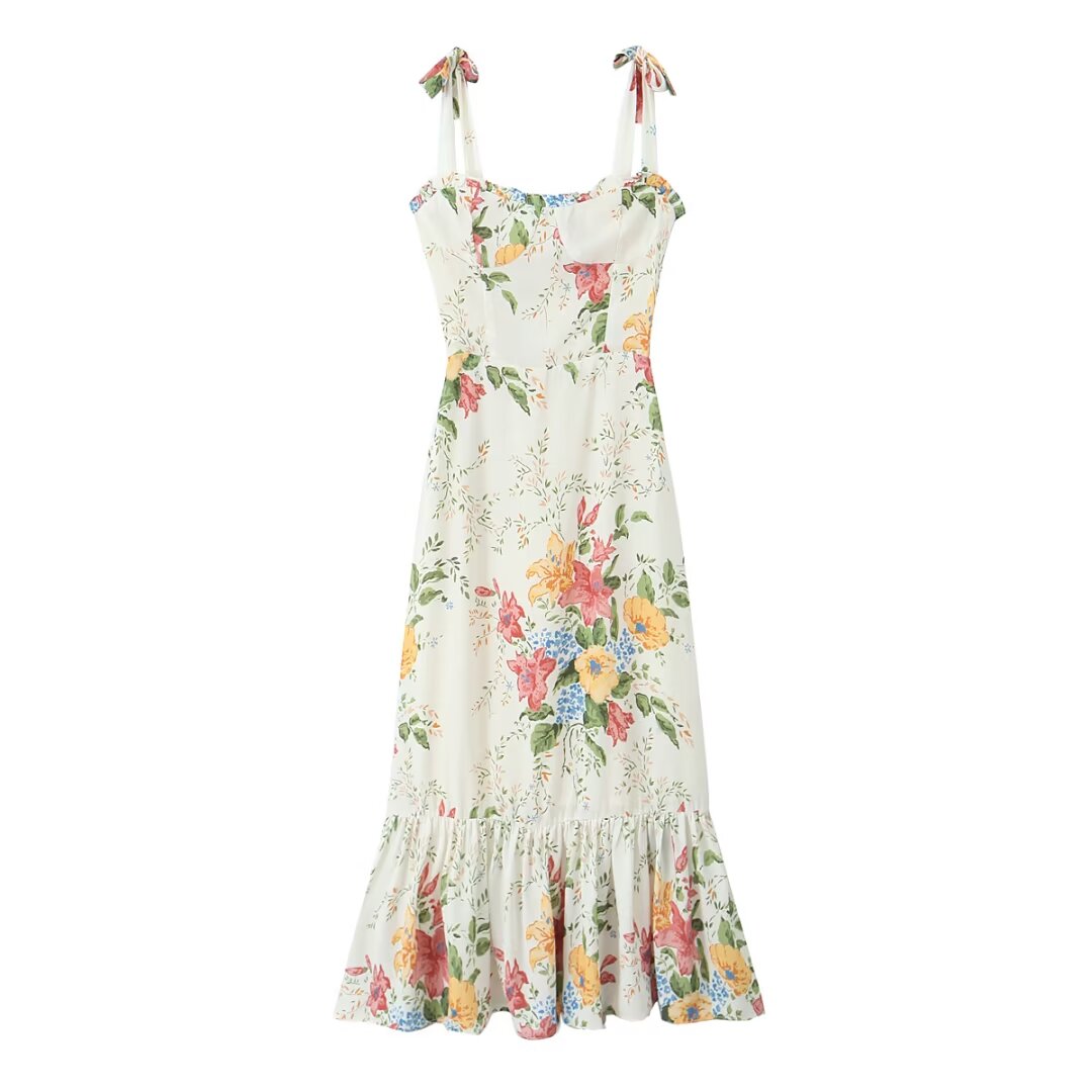 Vestido adelgazante ajustado con estampado Floral pequeño, Pastoral Floral de verano para mujer