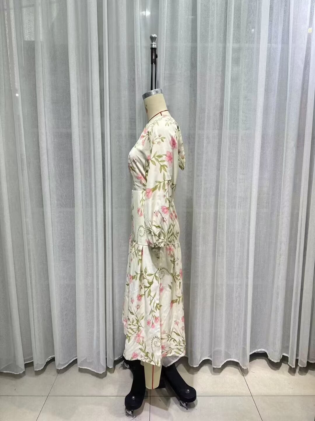 Vestido de manga larga estampado de gasa de ropa de verano para mujer