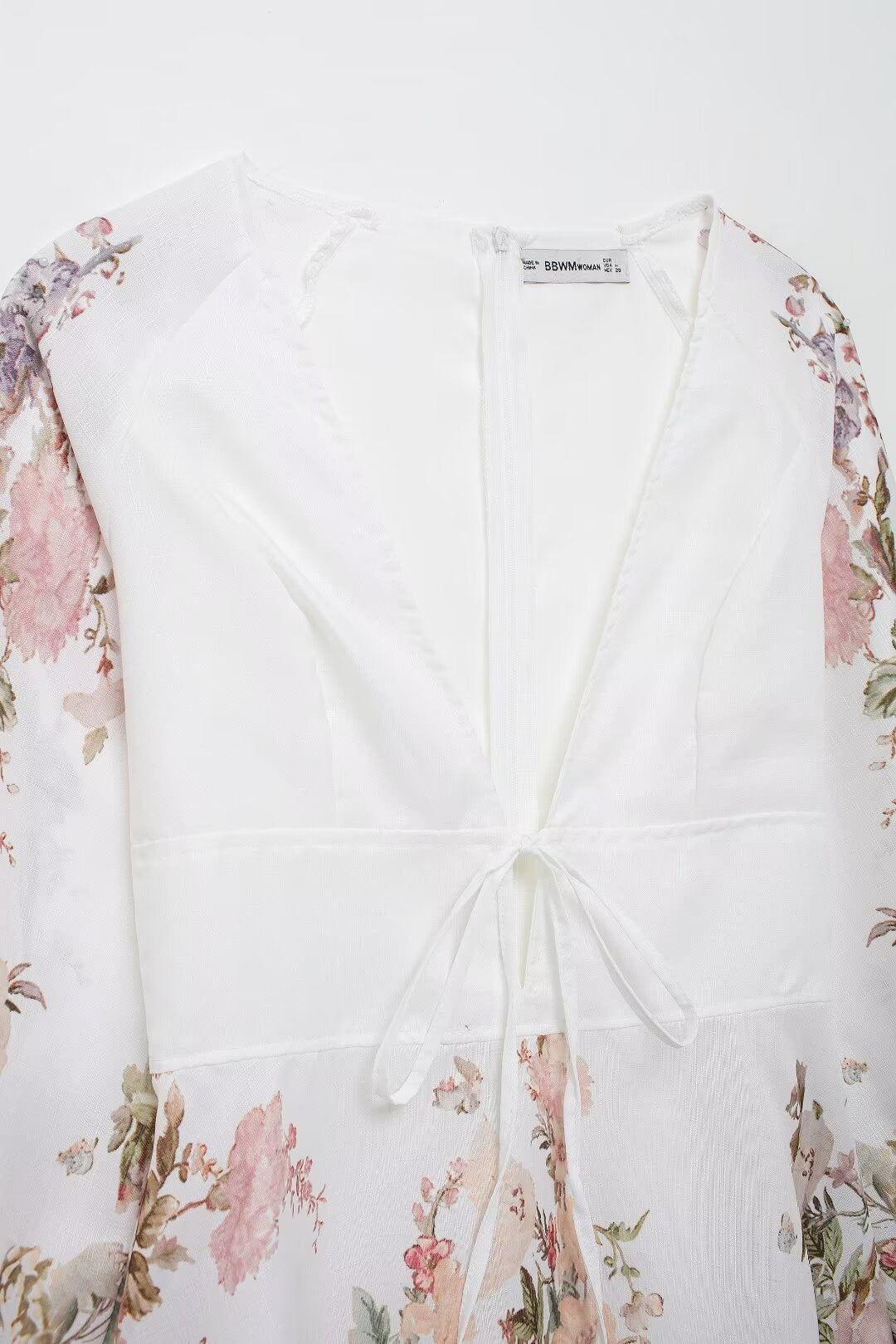 Robe à imprimé floral à col en V, taille contrôlée, manches longues, robe courte, mondaine