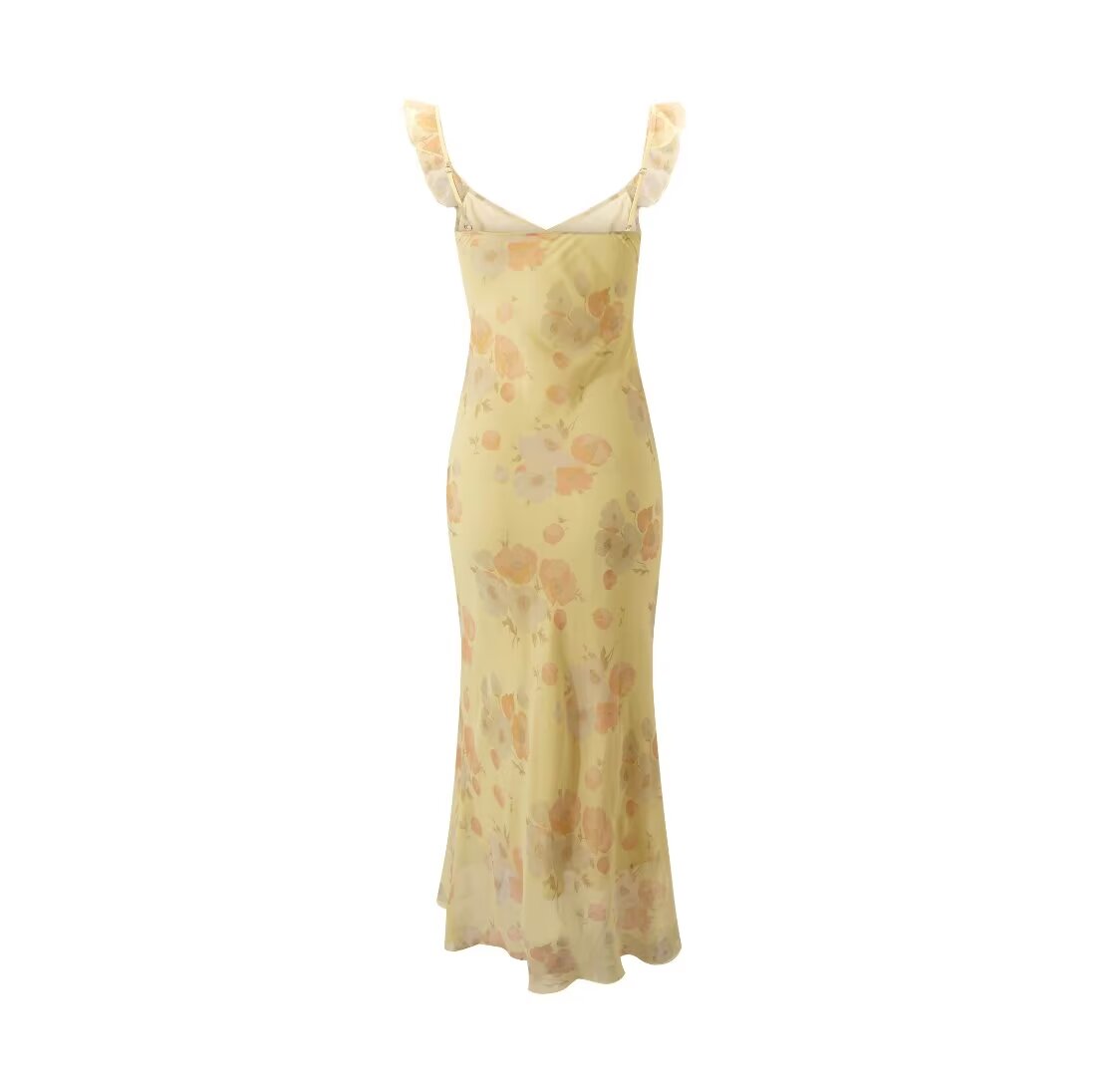 Vestido floral sexy de verano con escote en V para mujer