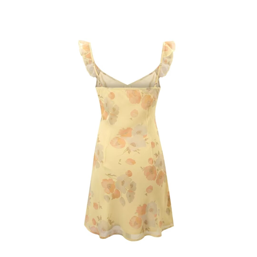 Robe d'été sexy à fleurs avec col en V pour femme