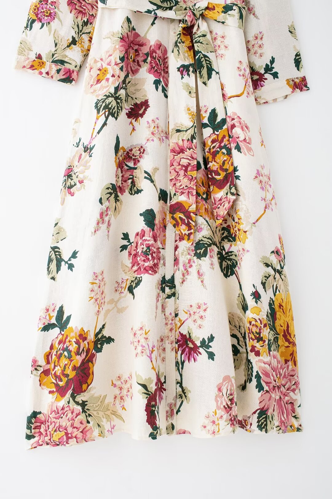 Vestido camisero de lino con estampado floral de verano