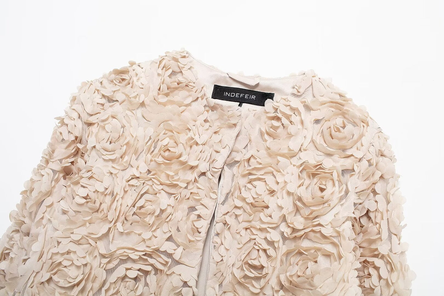 Autumn Winter Women Clothing Short Personalized Texture Floral Jacket Coat