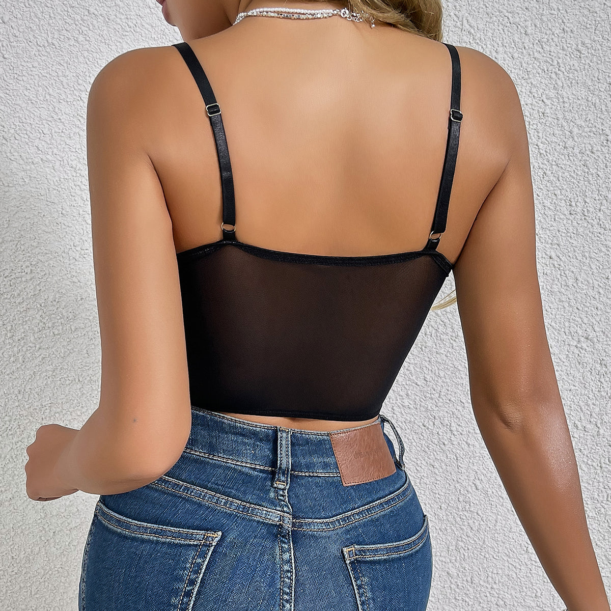 Ropa de mujer Top corto sexy de corte bajo con flores a juego y bordado, chaleco ajustado con aro de acero para sujetar el pecho