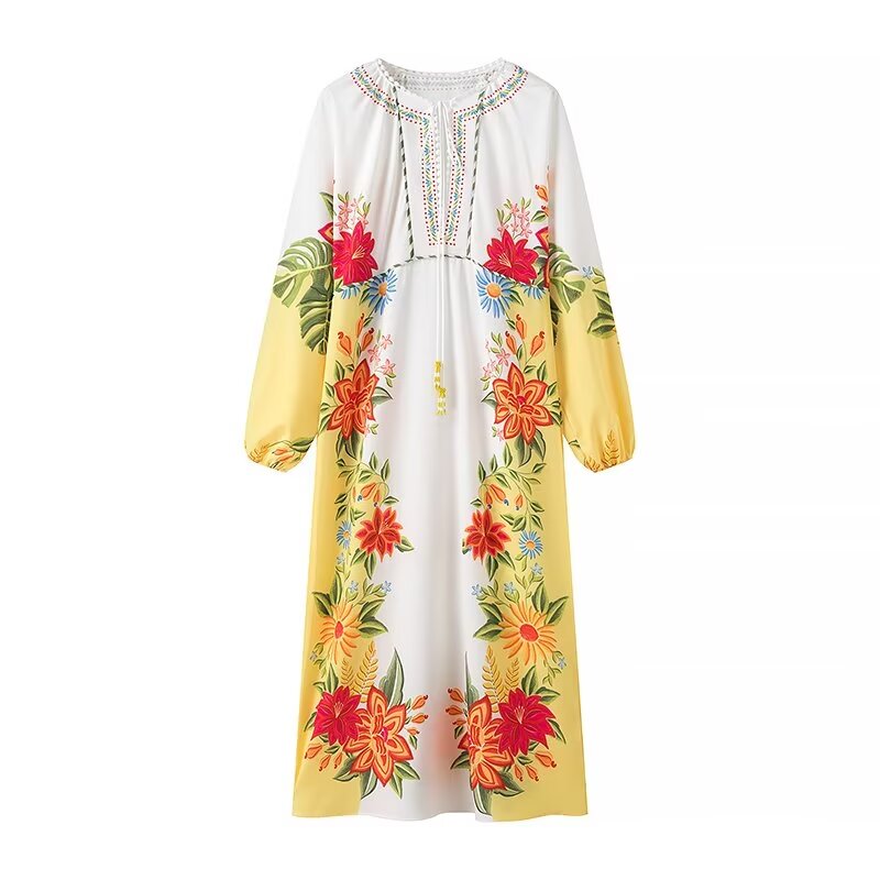 Autumn Women Dress Long Sleeved Printed Dress