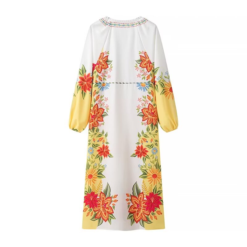 Autumn Women Dress Long Sleeved Printed Dress