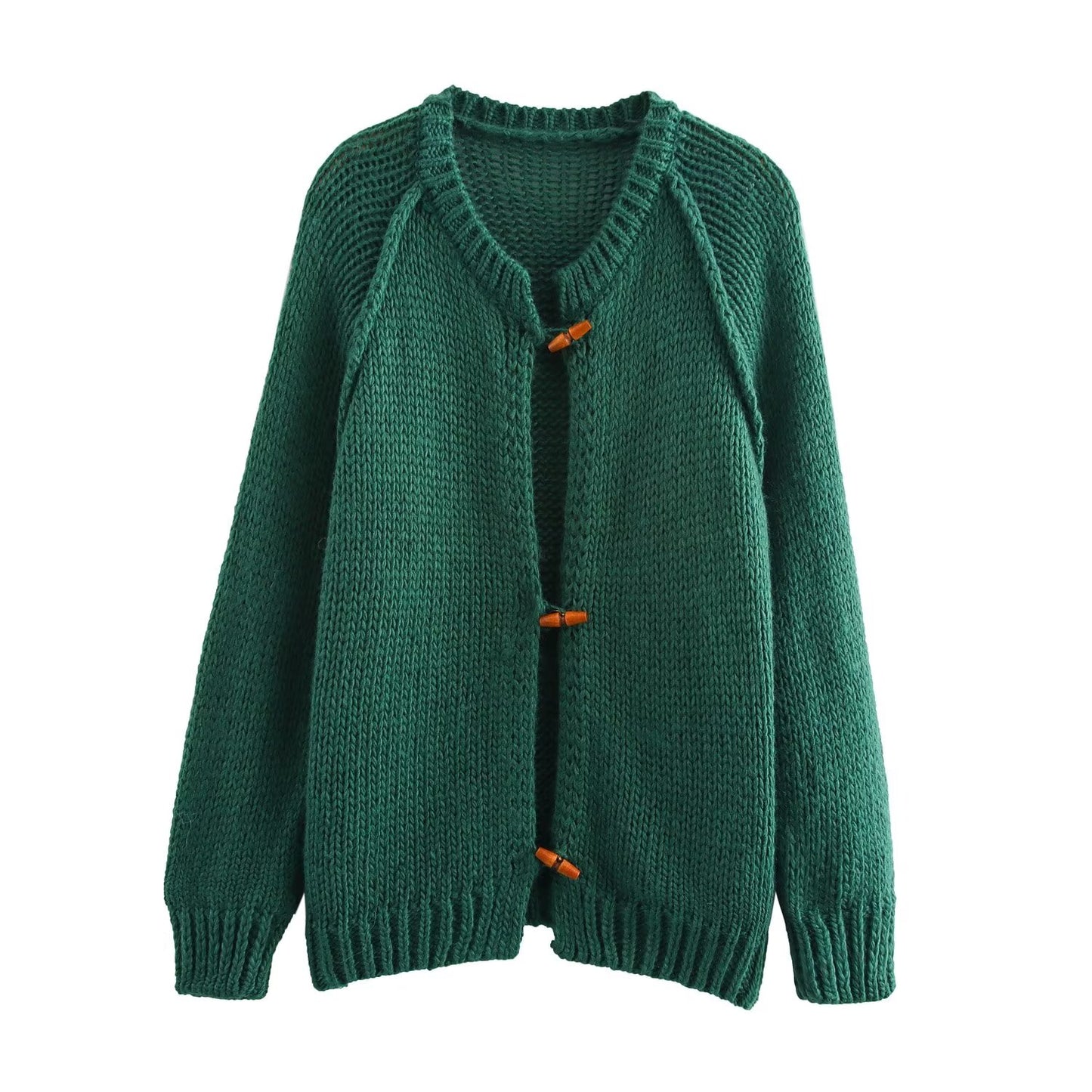 Cardigan en tricot à boutons en corne florale doux et rugueux