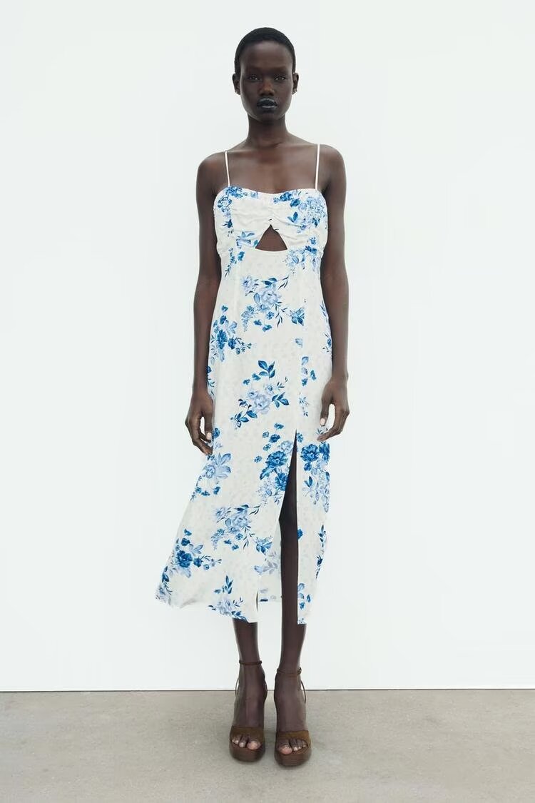 Robe à bretelles à imprimé floral pour femmes de printemps