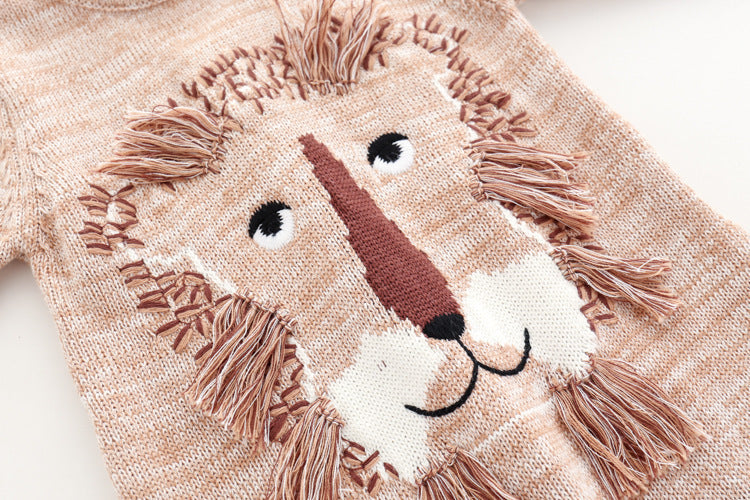 Cute lion knitted cotton sweater one-piece