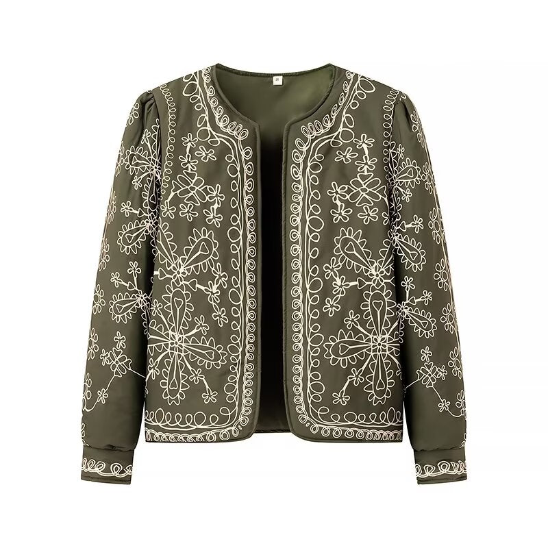 Autumn Graceful Personality Retro Minority Printed Cotton Padded Jacket Jacket Coat