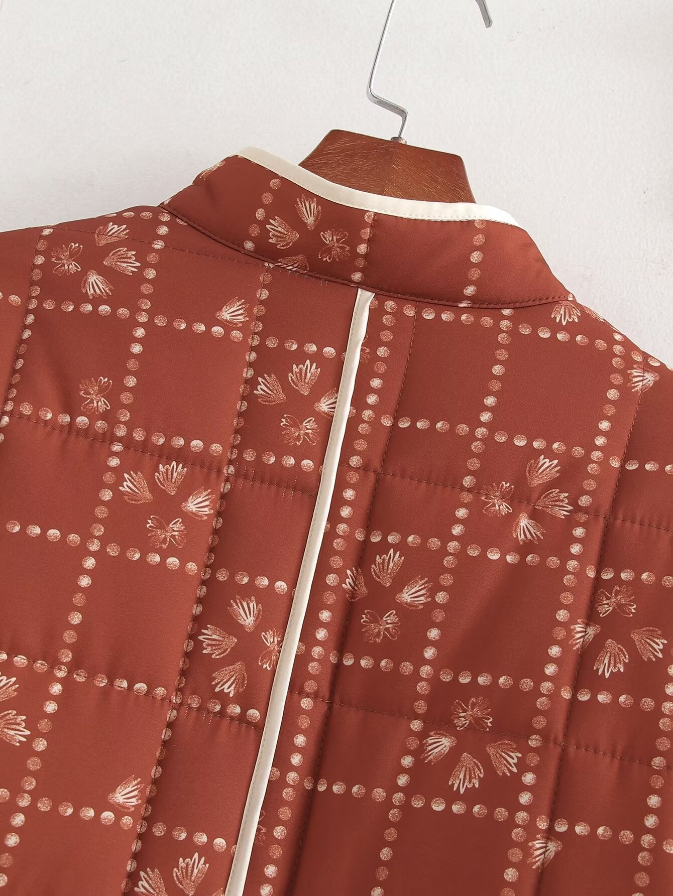 Chaqueta de abrigo de algodón con estampado de seda para otoño e invierno para mujer