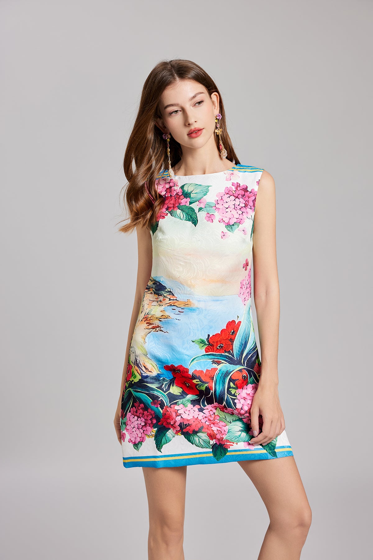 Early Spring Embroidery Ball Positioning Print Vest Dress