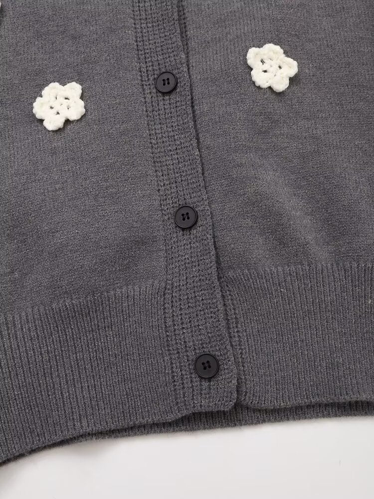 Pull cardigan à fleurs tridimensionnelles, manteau, pull à manches longues au crochet manuel de l'industrie lourde pour femmes