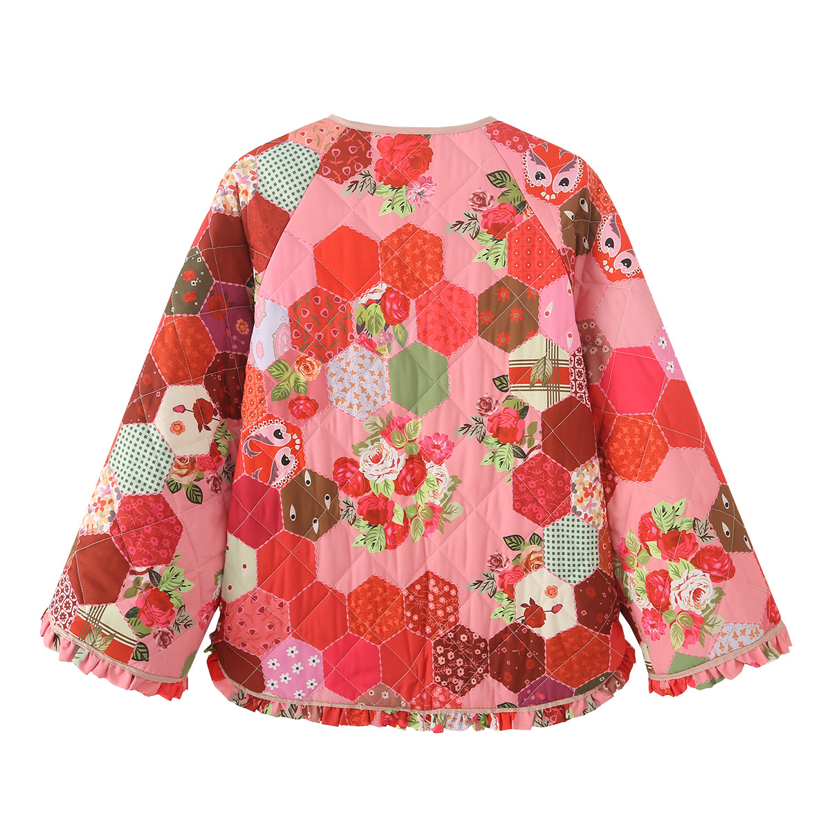 Autumn Winter Women Clothing Flounce Printing Heng Cotton Jacket