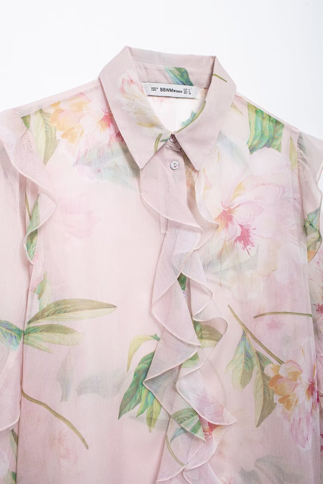 Fall Women Clothing Laminated Decoration Floral Print Shirt