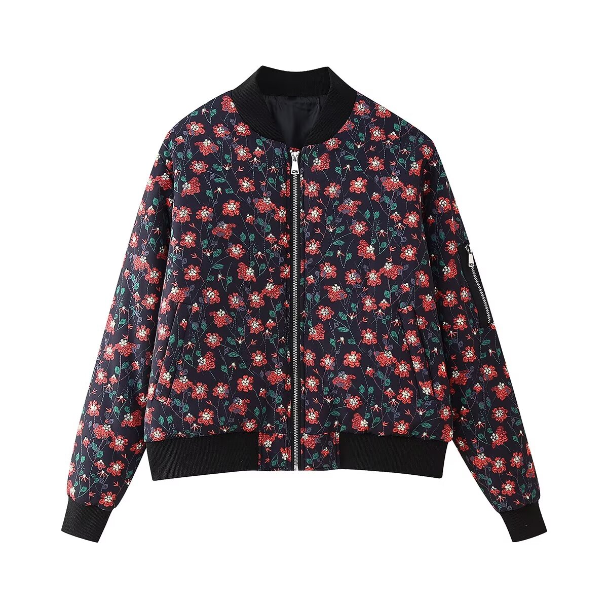 Chaqueta bomber de otoño para mujer, abrigo de algodón, chaqueta holgada informal corta