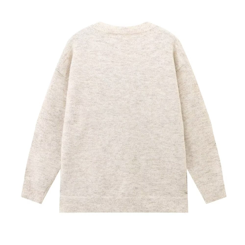 Autumn Winter All Matching Lazy Loose Cute Rabbit Woolen Knit Top