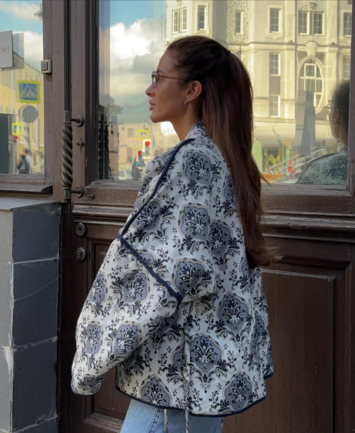 Chaqueta acolchada de algodón con estampado informal, sencilla y elegante para mujer para otoño