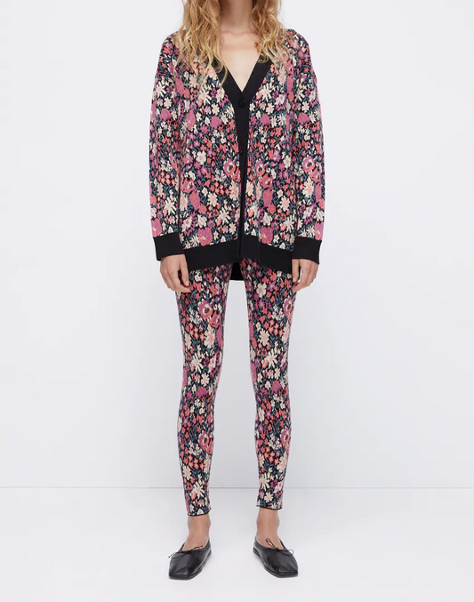 Cardigan tricoté en jacquard floral d'automne Design de niche