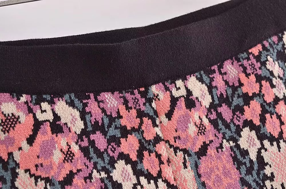 Cárdigan de punto con estampado de jacquard y diseño floral para otoño