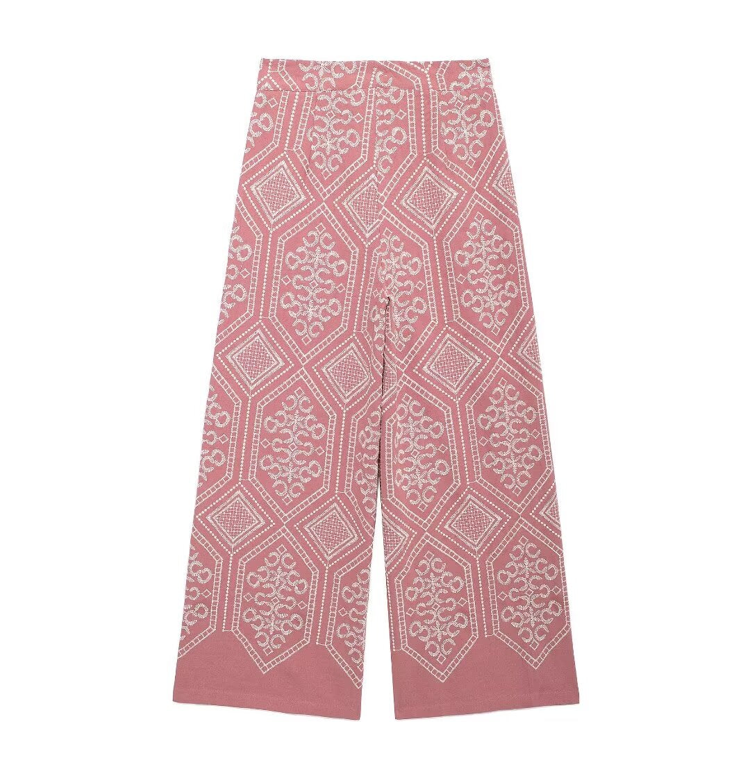 Ensembles de pantalons et manteaux kimono de vacances brodés français Sweet