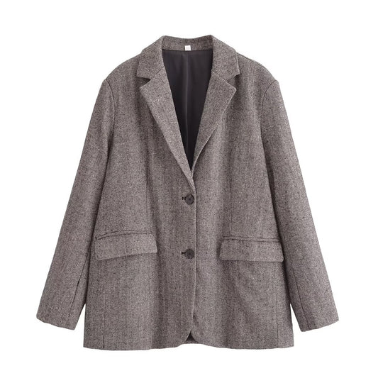 Ropa de mujer Otoño Abrigo largo holgado gris