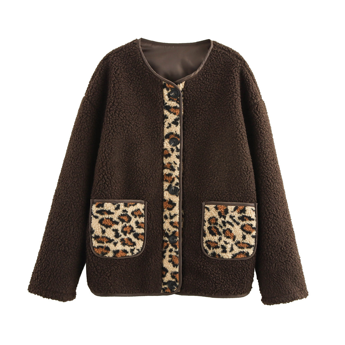 Ropa de mujer Otoño Invierno Estampado de leopardo Chaqueta informal suelta de manga larga para mujer