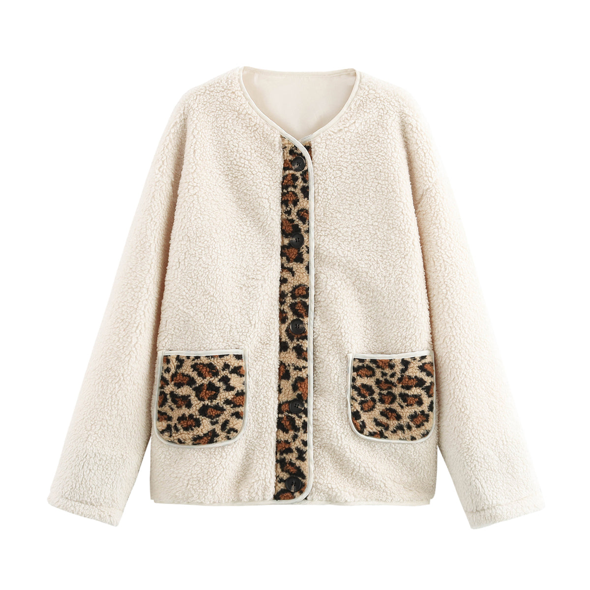 Ropa de mujer Otoño Invierno Estampado de leopardo Chaqueta informal suelta de manga larga para mujer