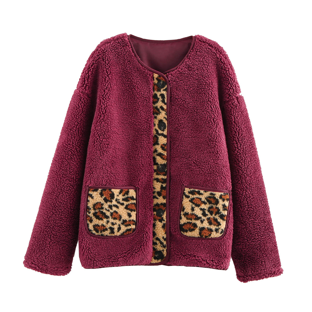 Ropa de mujer Otoño Invierno Estampado de leopardo Chaqueta informal suelta de manga larga para mujer