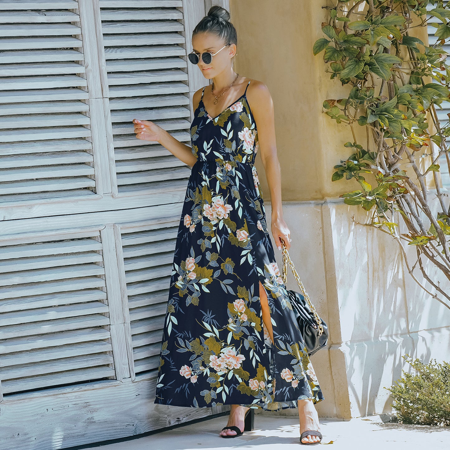 Women's Floral Sling Long Dress