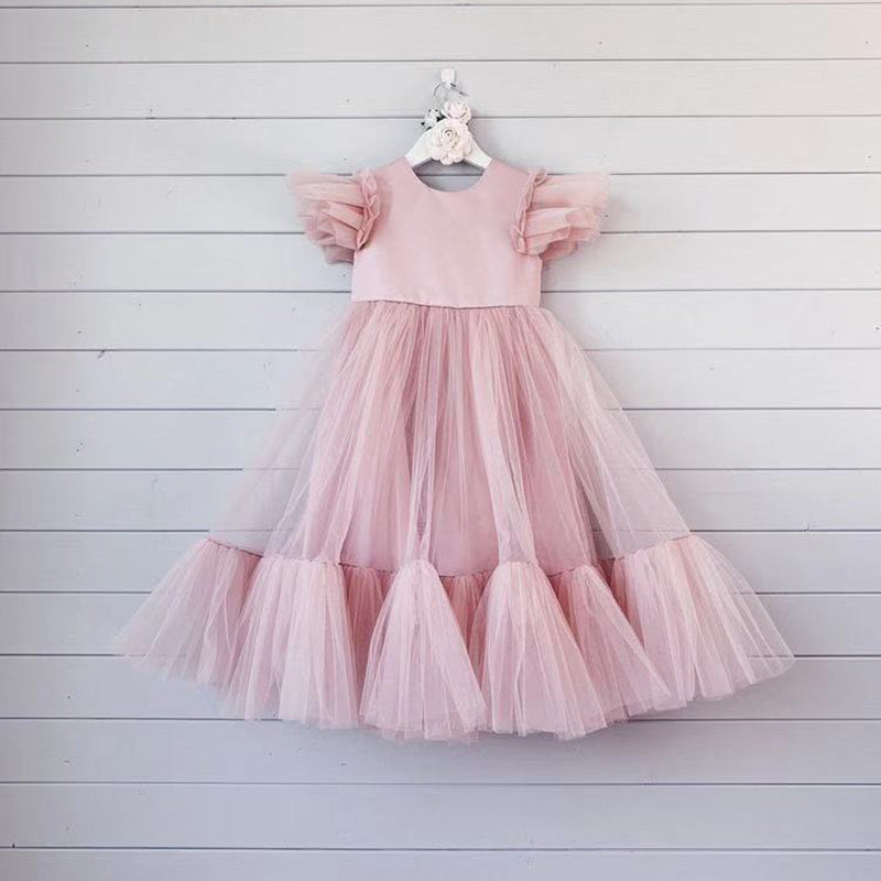 Robe de princesse d'anniversaire pour filles avec fil moelleux