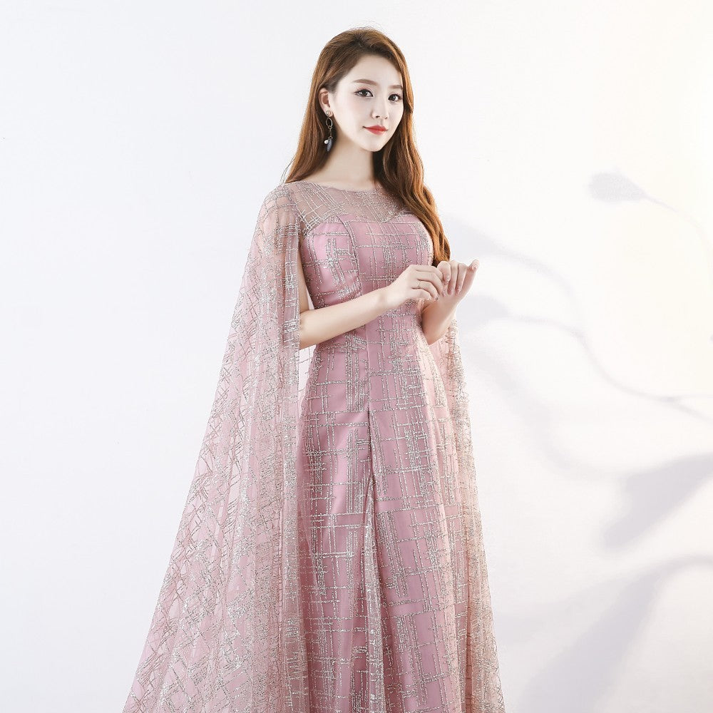 Long Slim Cloak Trailer Performance Dress