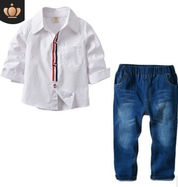 Ensemble de vêtements d'automne pour garçons, hauts et pantalons en jean, ensemble pour enfants