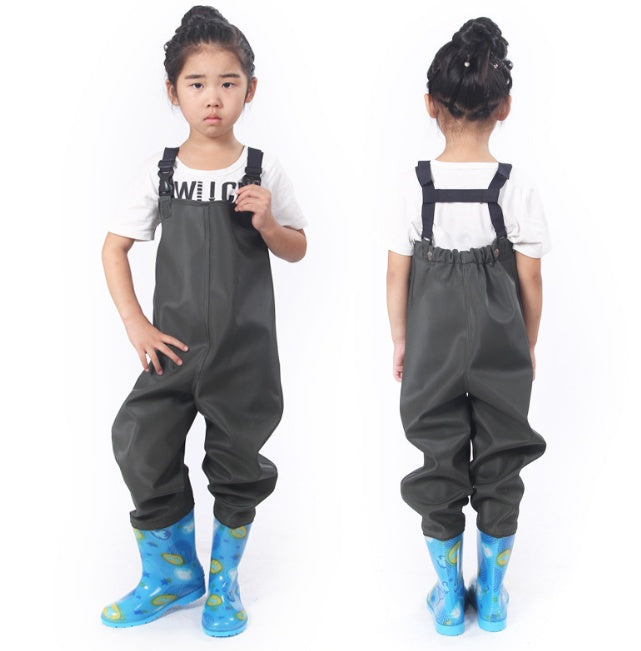 Leather fork one-piece rain pants