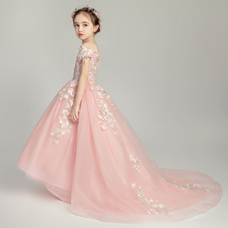 Robe de princesse à queue pour enfants, rêve atmosphérique