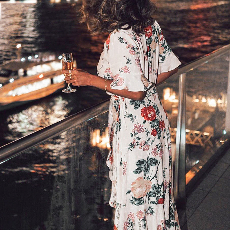 Holiday style floral long dress