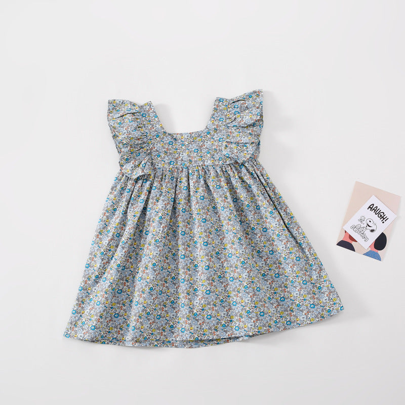 Robe fleurie à manches volantes pour fille