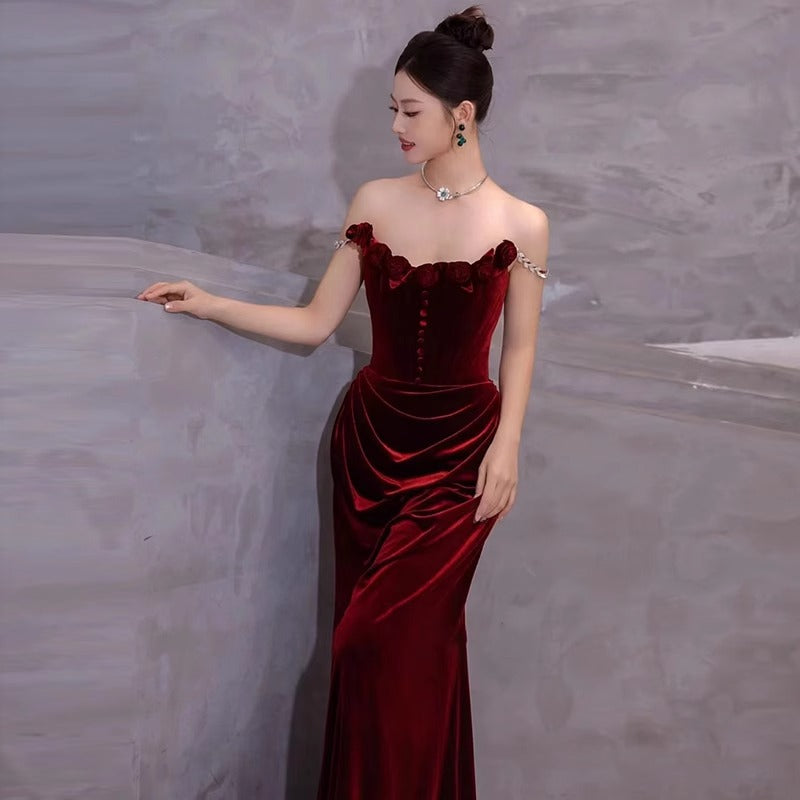 Light Luxury High-grade Velvet Marriage Engagement Dress