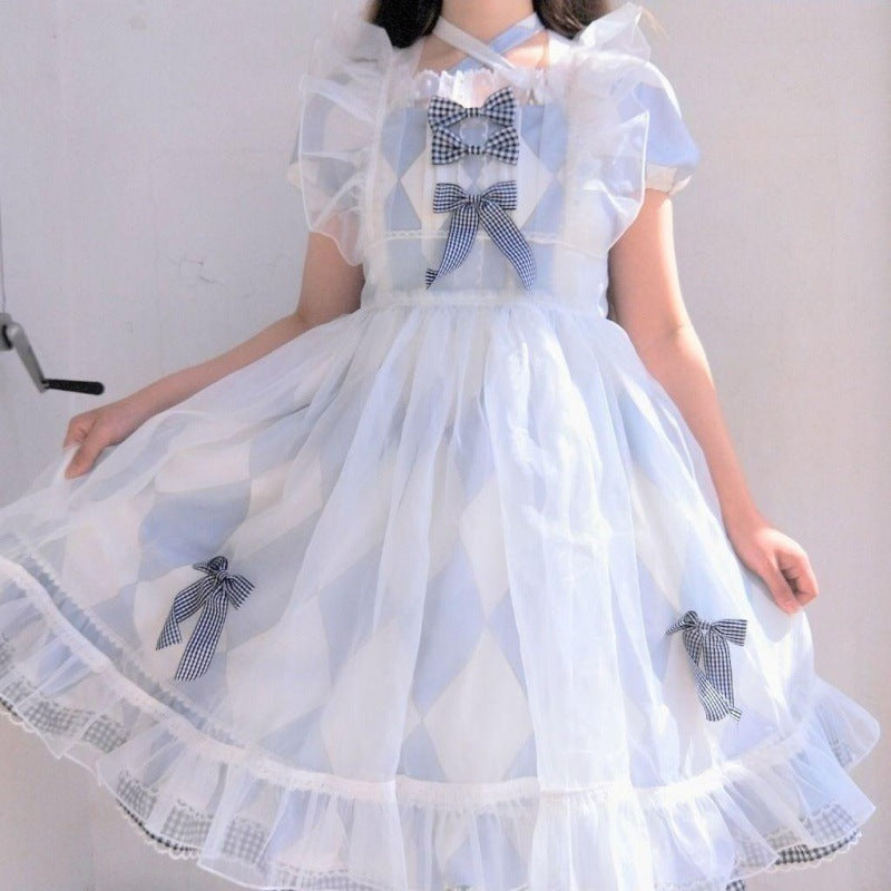 Lindo vestido de manga corta para estudiante de talla grande