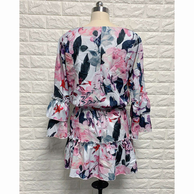 Vestido floral de manga larga para mujer