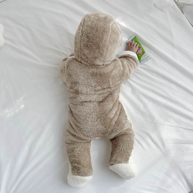 Combinaisons pour bébé, vêtements d'extérieur, plus velours matelassé, câlins épais, vêtements en coton, pieds