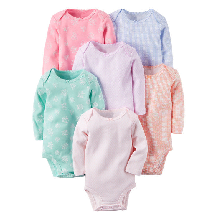 Baby Children Long-Sleeved Mixed Color Romper Triangle Romper